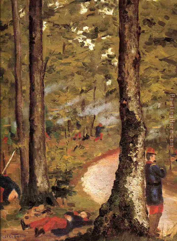 Gustave Caillebotte Yerres, Soldiers in the Woods